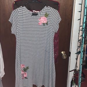 Grey stripped and floral dress